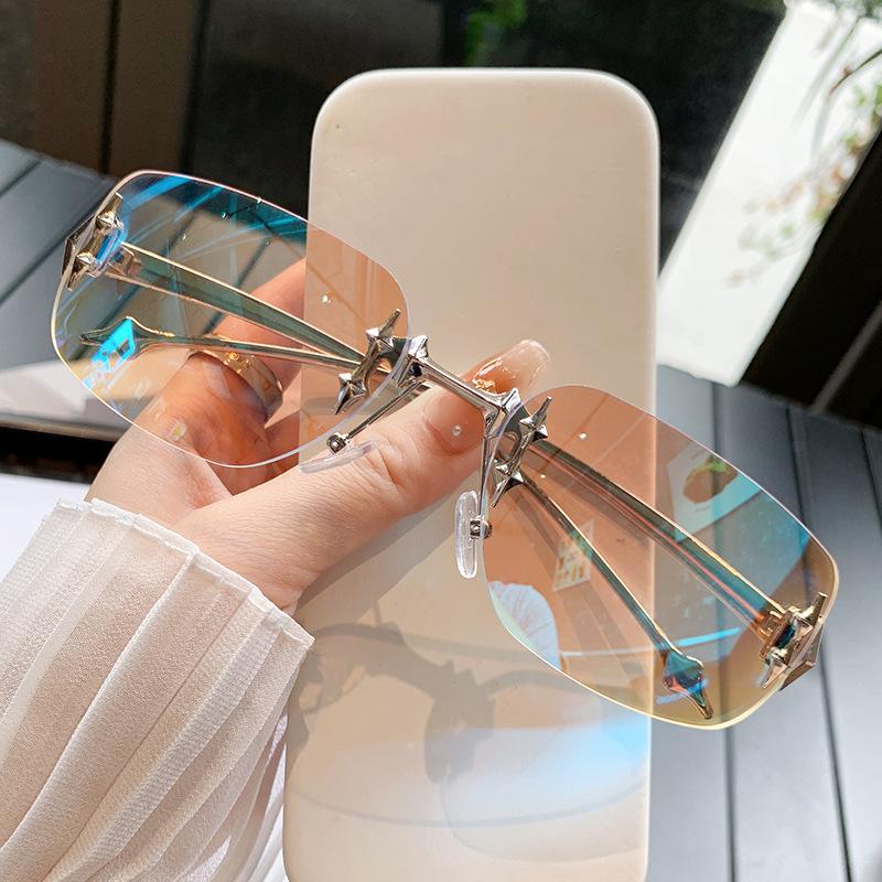 Ретро-очки без оправы в стиле Y2K, Панк, Женские, Золотые, Легкие, Удобные, UV400, Модные Аксессуары