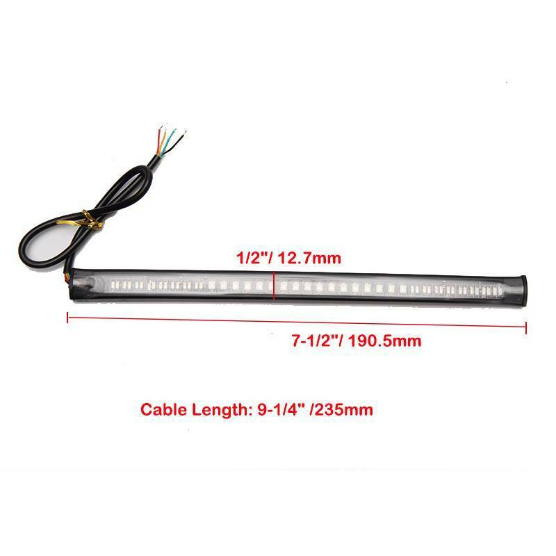 2pcs Universal 48 LEDs Motorcycle Soft Rubber Light Bar Strip Tail Brake Stop Turn Signal Lights License Plate