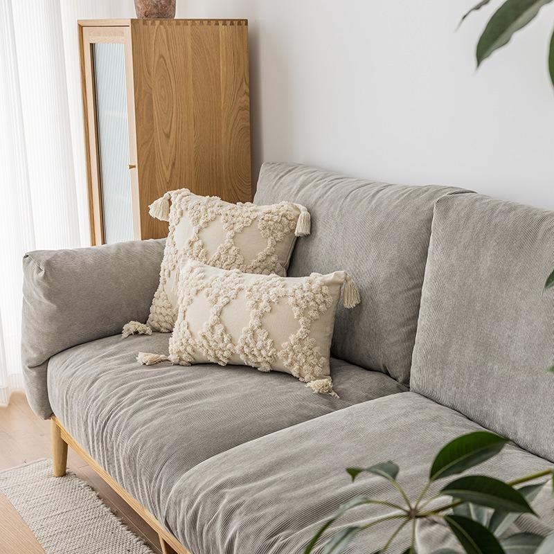 Plain Nordic Style Ins Tufted Tassel Pillow Case Cross-border Retro Tassel Car Pillow Sofa Pillow Case