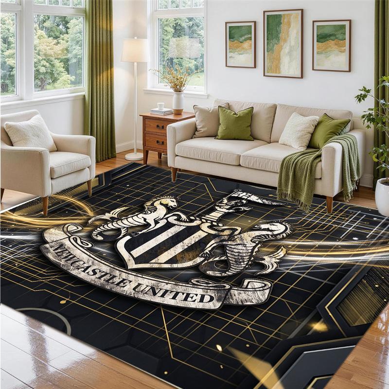 Newcastle United Football Design Crystal Velvet Rug Soft Decorative Mat for Bedroom Entrance