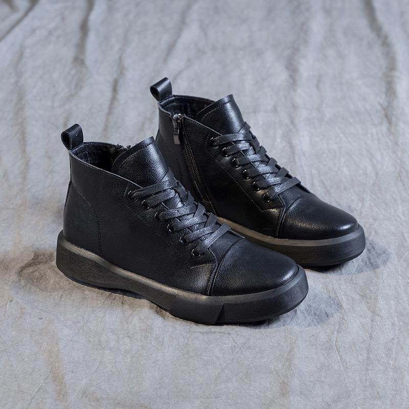 Большие женские 2024 новые винтажные мягкие подошвы на плоской подошве удобные весенне-осенние одинарные ботинки короткие ботинки зимние плюшевые хлопковые туфли