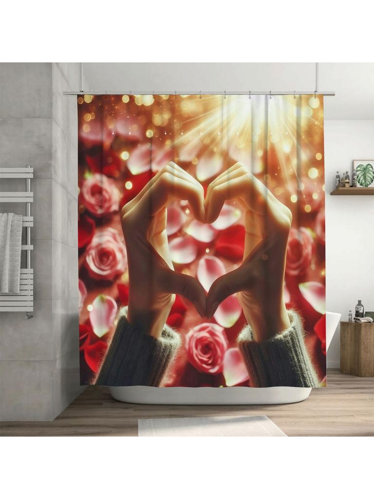 3D Сердце Руки Шторка для Душа | Романтические Лепестки Роз Декор для Ванной