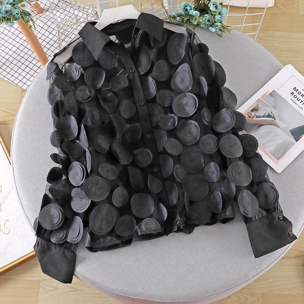 GMXIA Женская мода, повседневные весенне-осенние однотонные рубашки-поло с длинным рукавом и принтом, блузки и рубашки