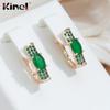 Kinel Green Zircon Stud Earrings For Women Rose Gold Color Fine Jewelry