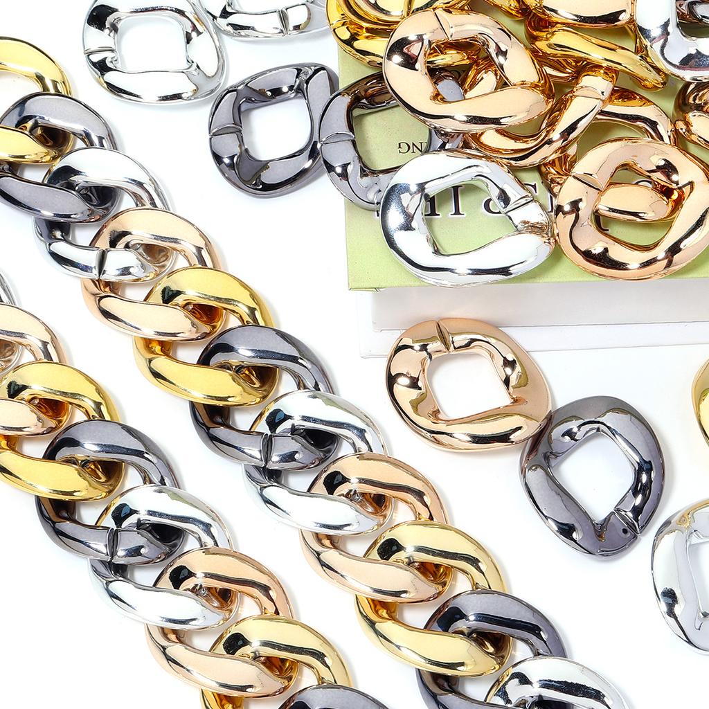 10pcs/lot 48X40mm Plated Acrylic Chain Buckle For Jewelry Making Connectors DIY Necklace Bracelet Purse Chain Accessory