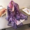 Purple Flower Rhyme Encryption Yourou Gauze Printing Spring And Summer Silk Scarf Large Long Scarf Travel Shawl Sunscreen Women'S Scarf Headscarf