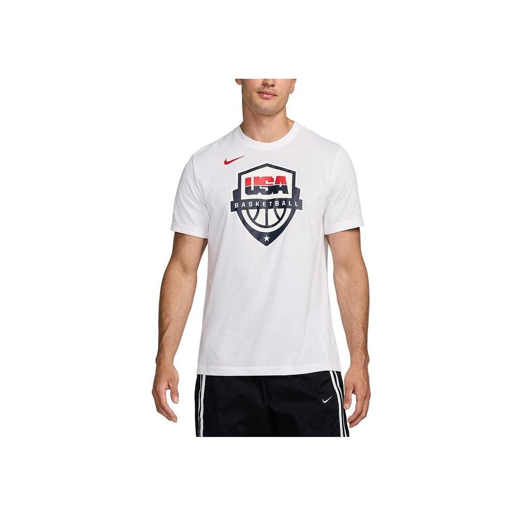 Nike Usab Letter Pattern Printed Crew Neck Short Sleeve T-Shirt Men Tops White FQ3634-100