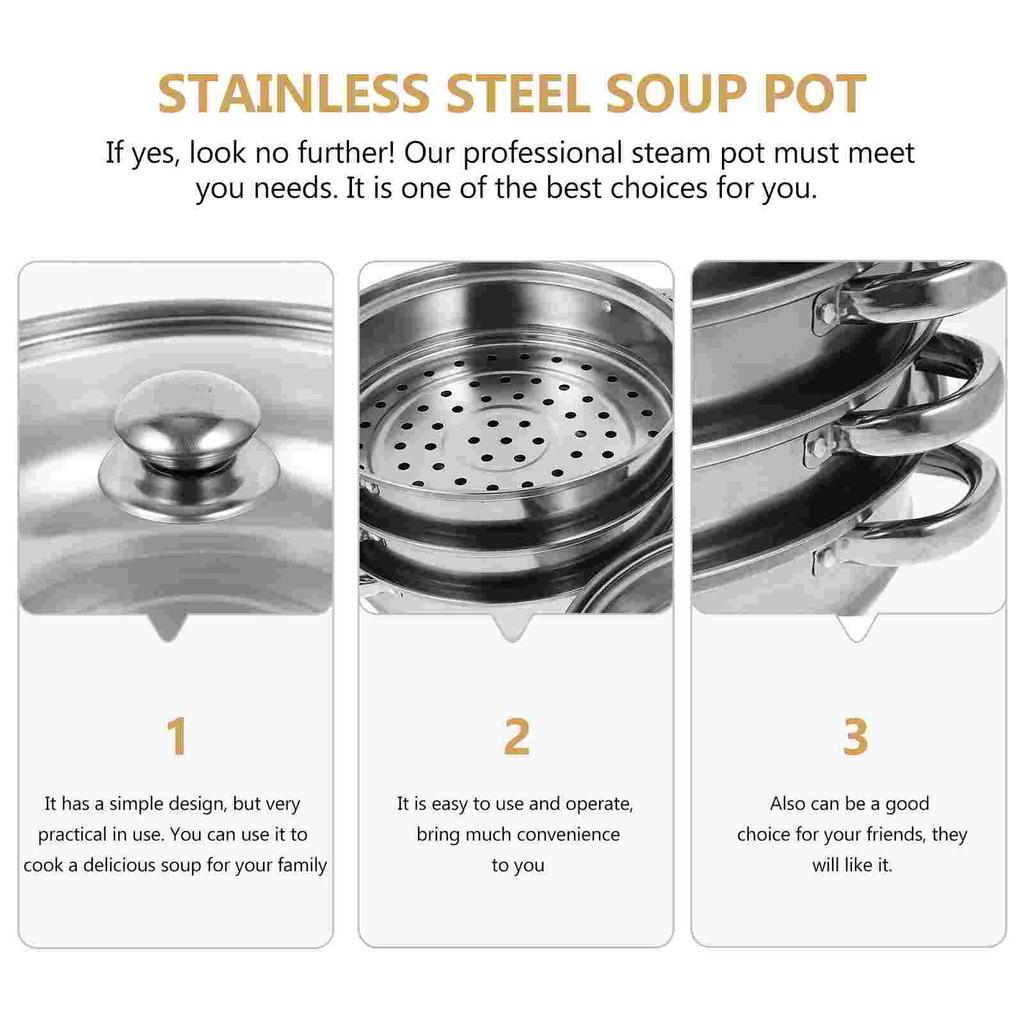 Multi Cooker Steam Pan Boiler Steamer Home Multifunctional Stockpot Practical Kitchen Accessories Stainless Steel Basket