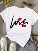 (Азиатский размер) милое любовное письмо Футболка Топ Одежда Футболка Женская Мода Женский Принт Женская Футболка с коротким рукавом Графические футболки