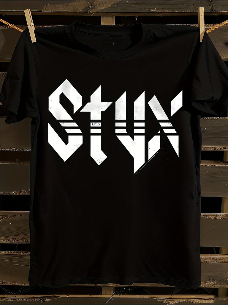 Styx White Logo Music T-Shirt Mens Tshirt Womens Tshirts with Letters Print Short Sleeves T-Shirt Casual Street Tee Shirt Top