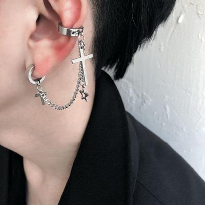 Серьги-унисекс из титановой стали Star Cross - универсальные корейские хип-хоп крутые клипсы