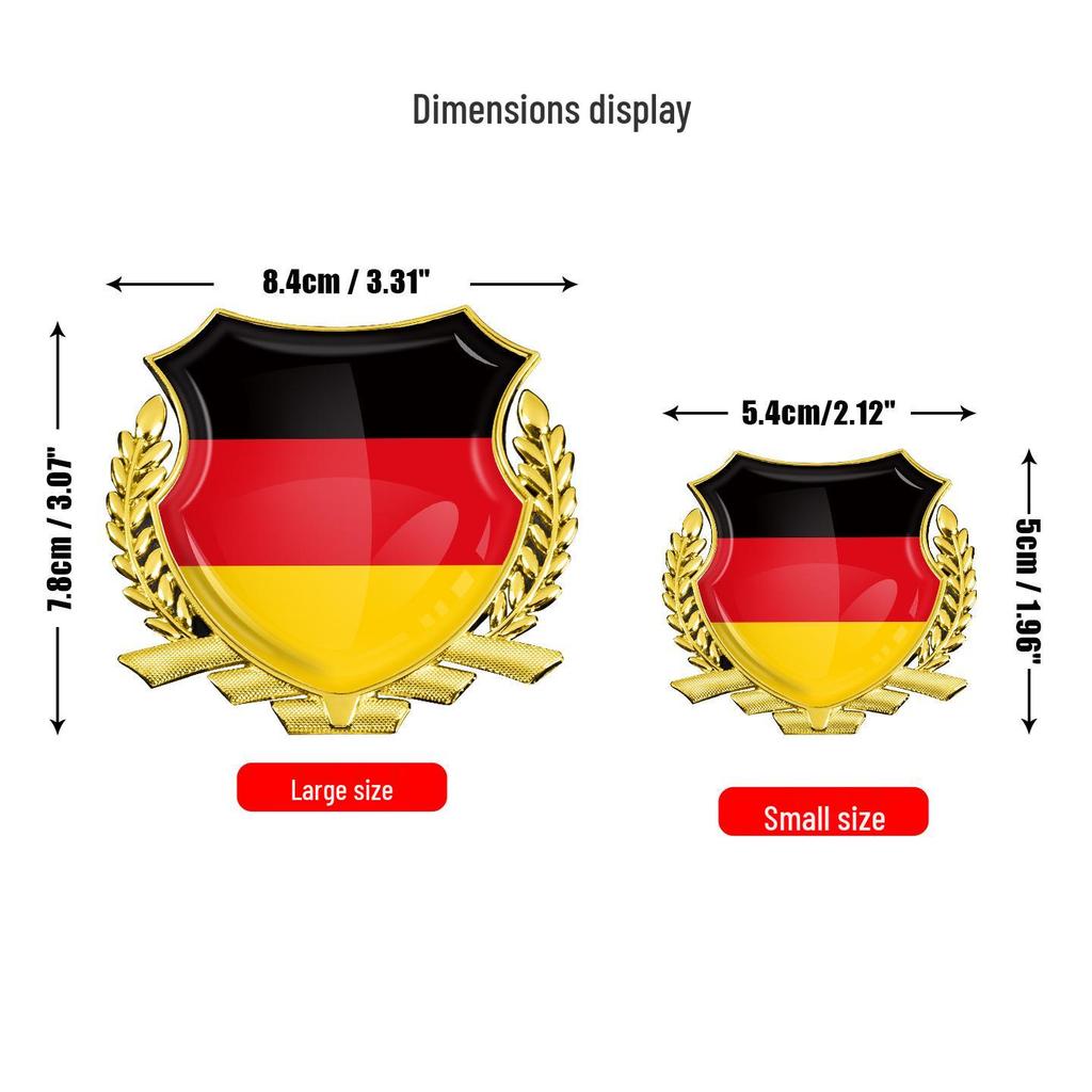 German National Flag Wheat Ear Metal Car Decal for Rear Bumper and Side