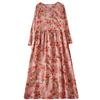 DIMANAF 2025 Women New Plus Size Spring Long Dress Long Sleeve Loose Casual Vintage Maxi Holiday Floral