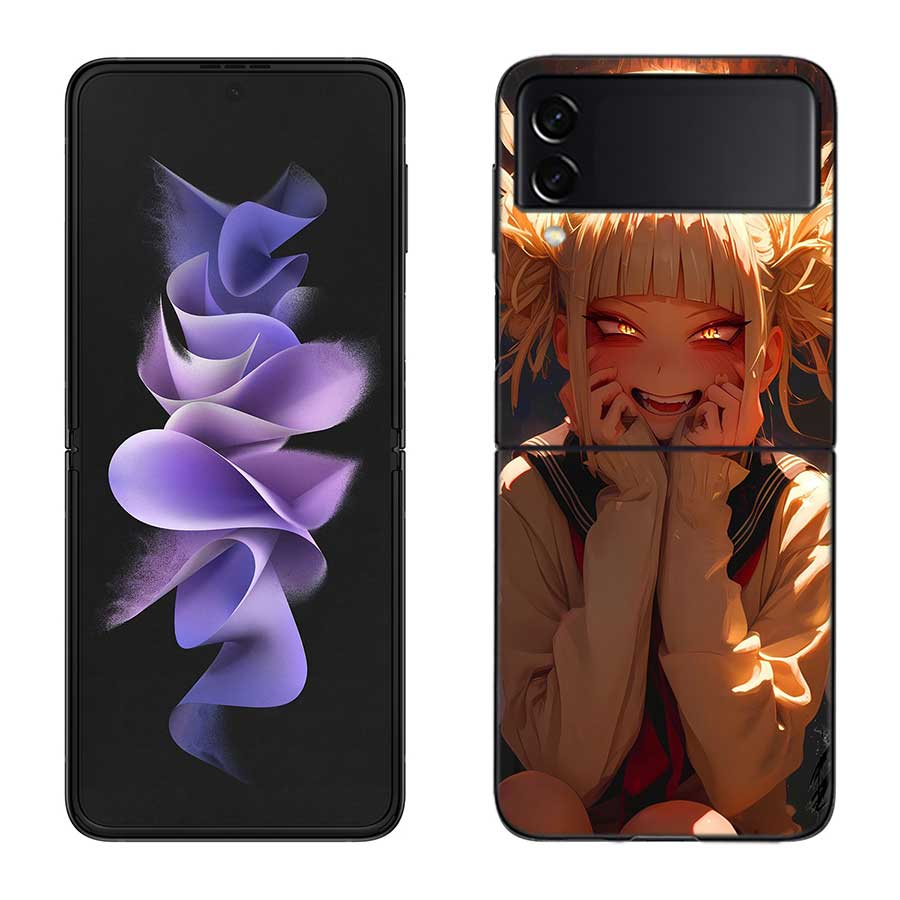 Чехол для телефона аниме Химико Тога для Samsung Z Flip 7 6 5G Galaxy Z Flip 5 4 3 Черный Жесткий Чехол-Крышка Роскошный ПК Корпус Coque