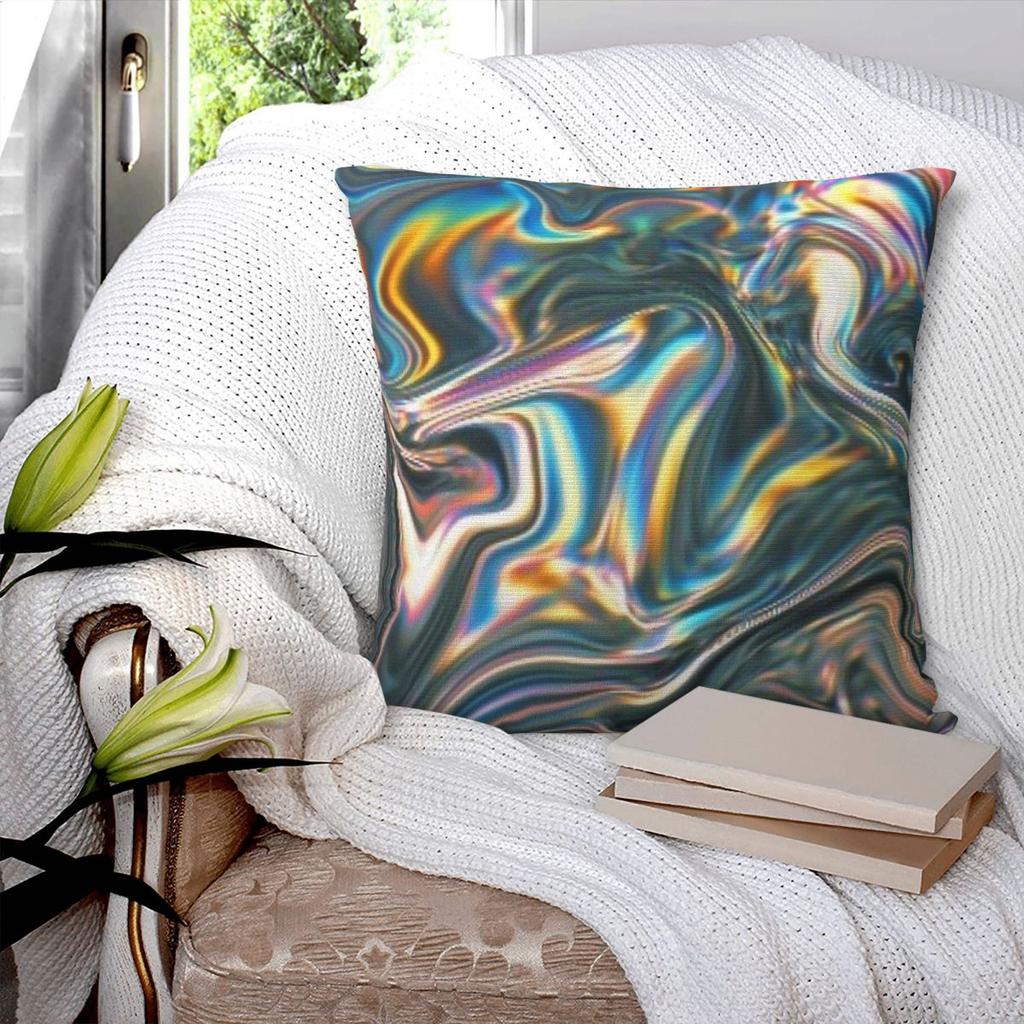Holographic Metallic Rainbow Square Pillowcase Pillow Cover Polyester Cushion Decor Comfort Throw Pillow for Home Sofa