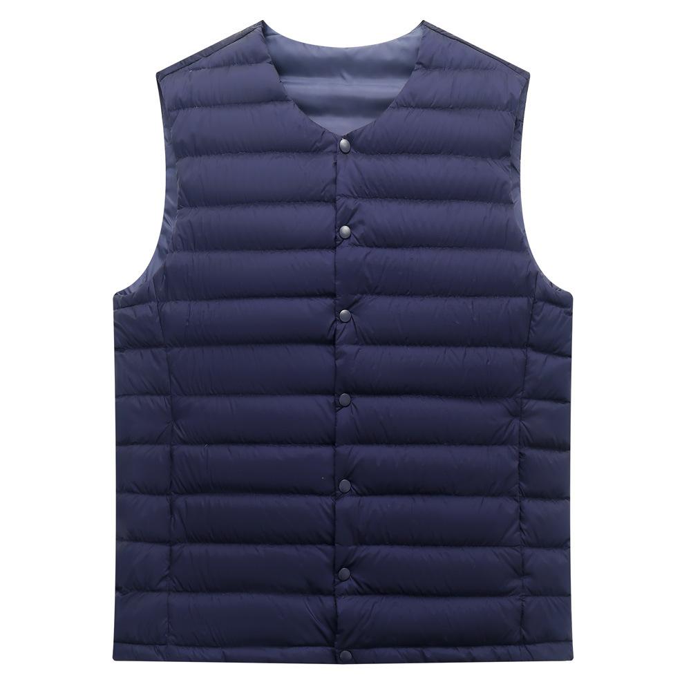 Зимний легкий белый пуховый теплый жилет мужской большого размера без воротника короткий пуховый жилет пальто