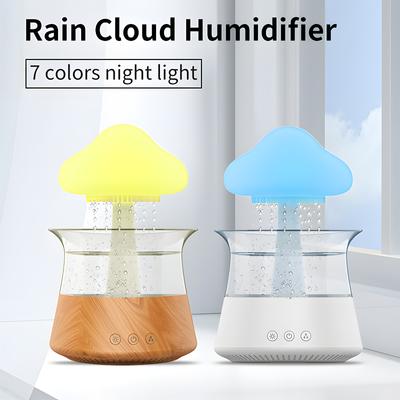 Ультразвуковой увлажнитель воздуха Rain Cloud объемом 300 мл с капельным распылением воды, таймером на 5 часов, ароматерапевтическим диффузором эфирных масел и светодиодным ночным светом