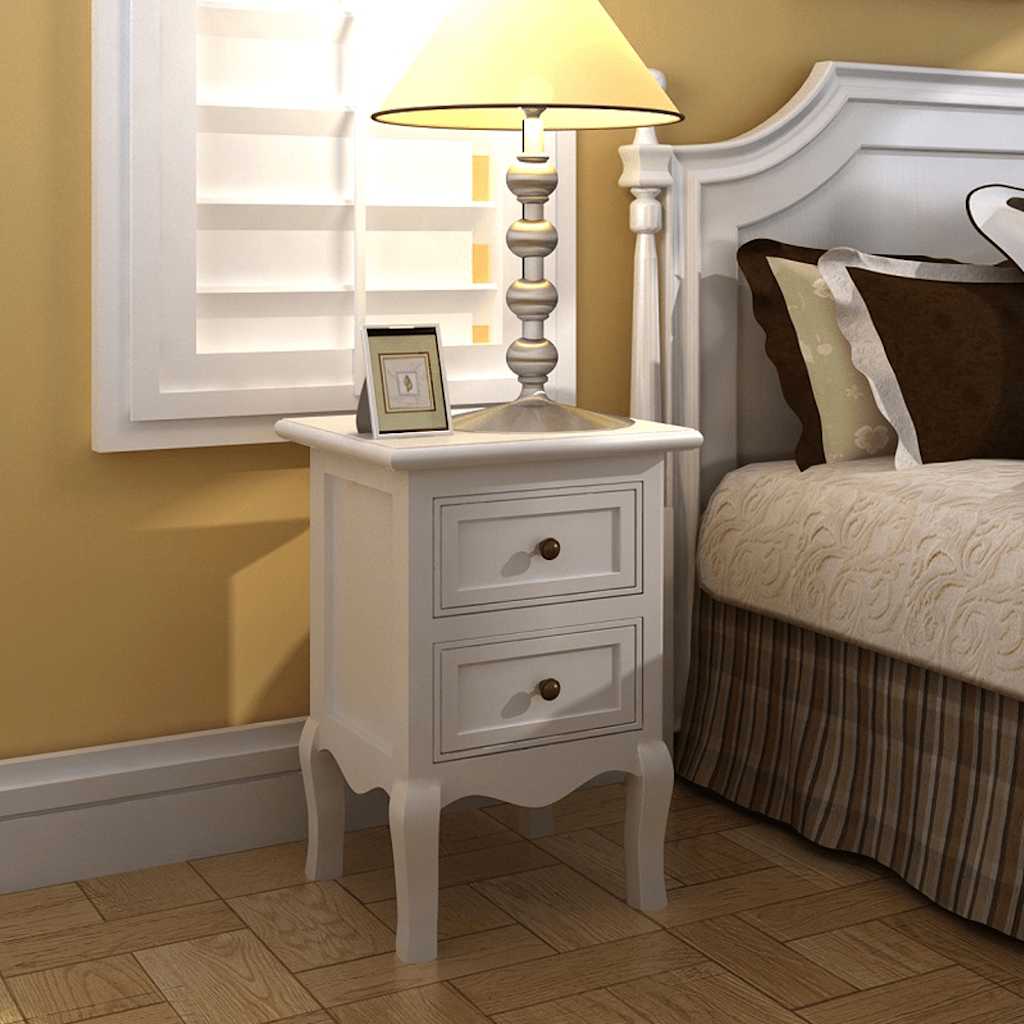 Nightstands Set of 4 with 2 Drawers White MDF