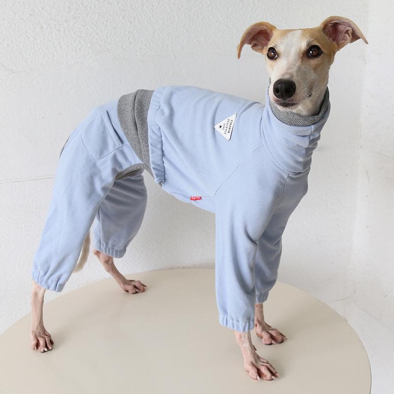 Petstyle 4-Leg Dog Jumpsuit Turtleneck Sporty Layered Bodysuit for Italian Greyhound Whippet, Soft Stretchy Pullover Onesie Warm
