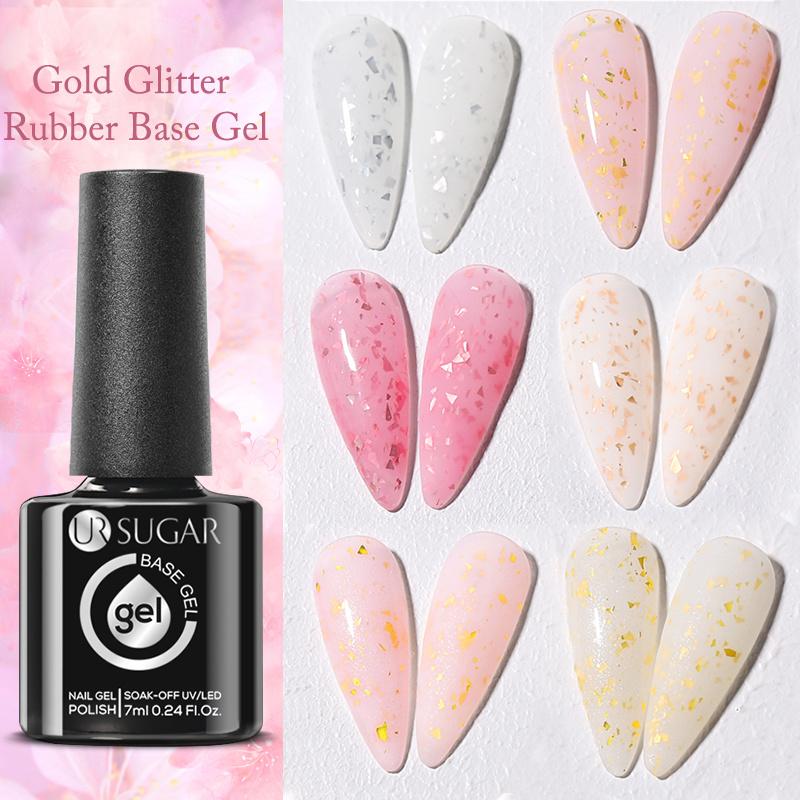 UR SUGAR 7 мл резиновая основа гель молочно-желе белый блестящий гель для ногтей с блестками замачиваемый УФ-светодиодный лак для маникюра верхнее покрытие