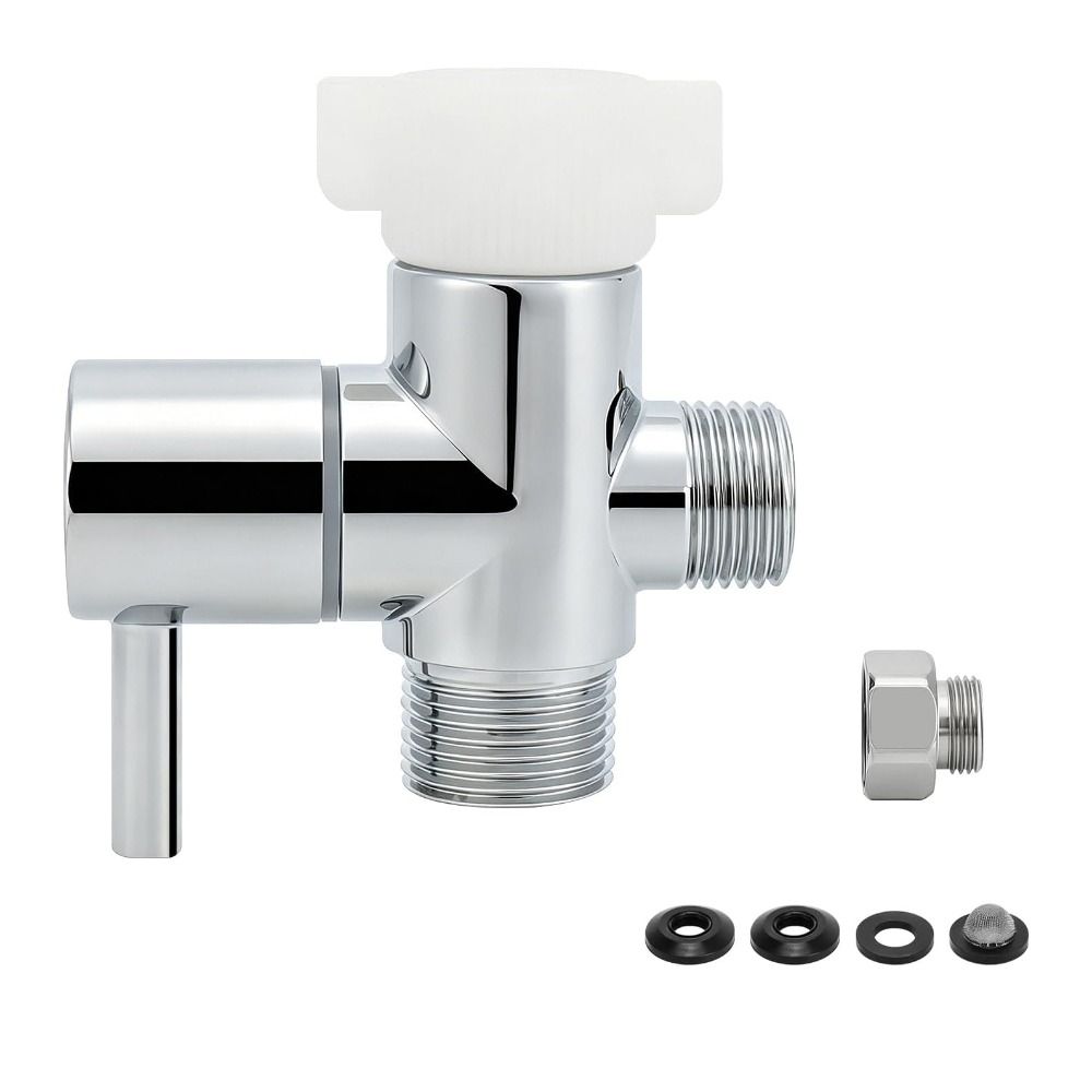 Shut-off Valve 3-Way T Valve Solid Brass Brass T Adapter Premium Tee Connector Handheld Toilet