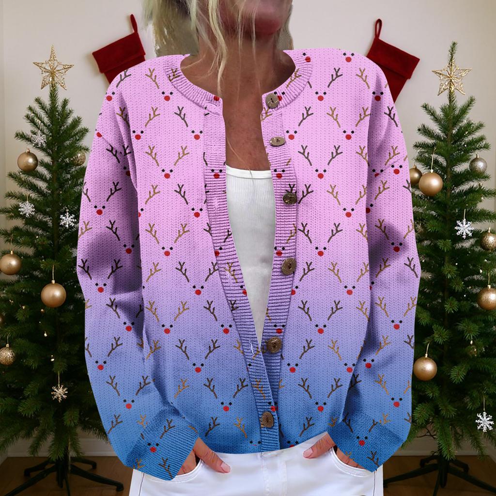 Women's  Cardigan Long Sleeve Lightweight Fun Christmas Print Jacket