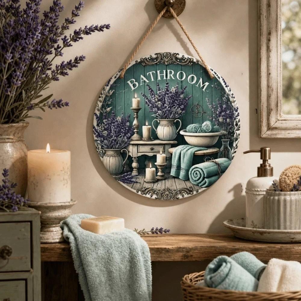 2D Flat Door Wall Decor Lavender Flower Decorative Board Hanging Decoration  Wall Hanging