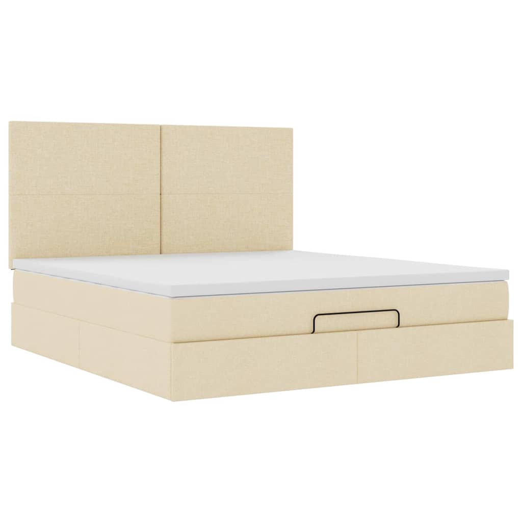 Ottoman Bed with Mattress Cream 160x200 cm Fabric