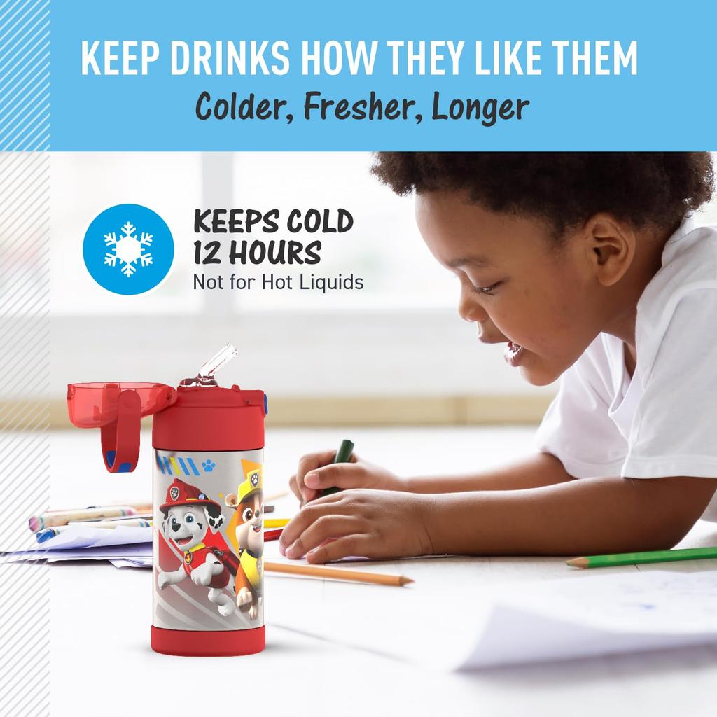 Thermos FUNTAINER 12 унций Детская бутылка-соломинка из нержавеющей стали с вакуумной изоляцией Синий Щенячий патруль