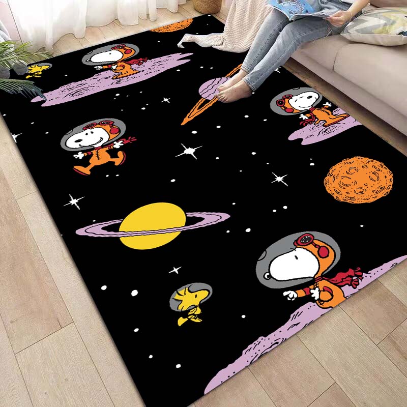 Non-slip area rug for living room with Snoopy cartoon design, soft rug for bedroom, children's playroom, sofa, home decor, doorm