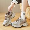 Весенне-осенние новые женские туфли на шнуровке, на толстой подошве, увеличивающие рост, универсальные, в стиле ретро, с цветовой блокировкой, спортивные и повседневные