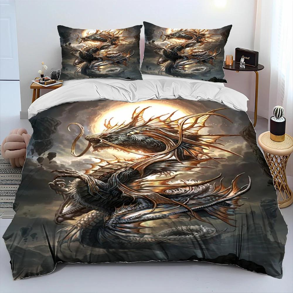 3D Retro Dragon Printed Bedding Sets Exquisite Bed Supplies Set Duvet Cover Bed Comforter Set Bedding Set Luxury Birthday Gift