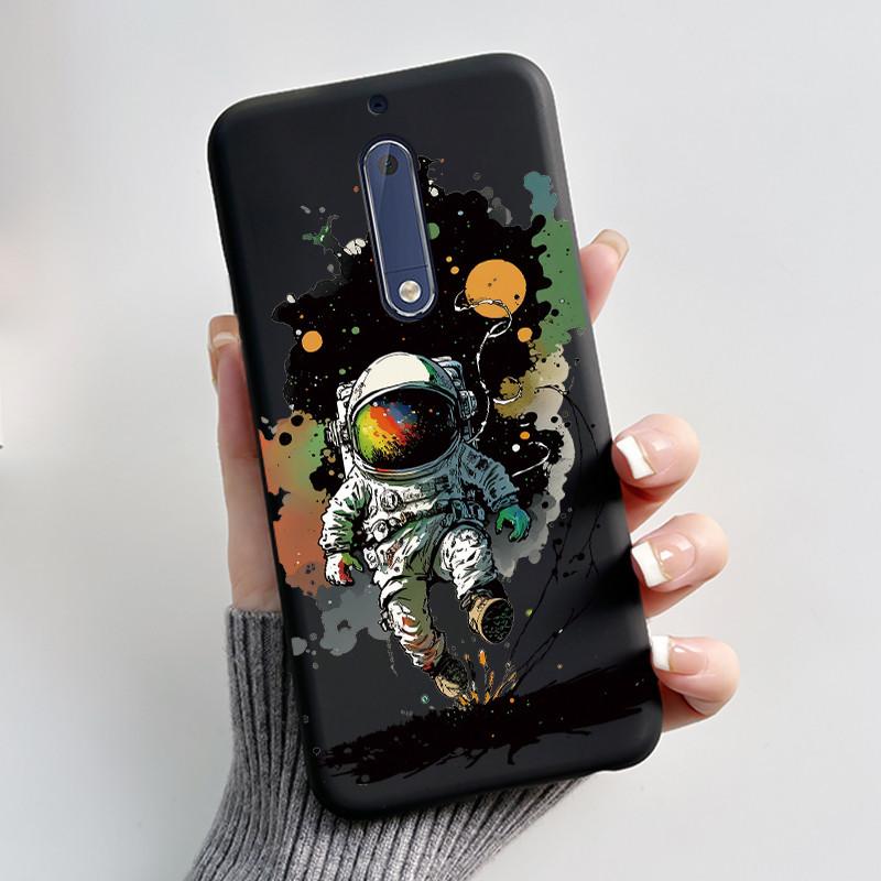 Чехол Для Nokia 5 Эстетичный Модный Милый Кот Мультяшный Черный Мягкий ТПУ Чехол для Телефона Для Nokia 5 Чехол-Бампер TA-1053 TA-1024