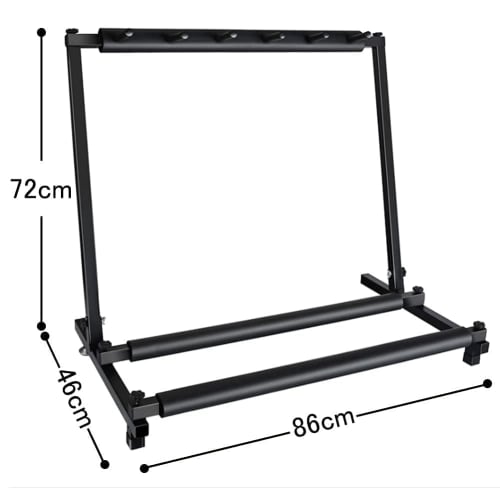UYTON Folding Guitar Stand, Latest Model (Holds 5 Guitars), Includes Anti-Tip Rubber Support, Prevents Scratches On Instruments, Stable and Durable, E