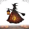 Halloween Witch Lamp, Stained Gothic Witch Hat Led Lamp, Spooky Decorative Standing Night Light, Unique Halloween Party Lighting Decorations Indoor