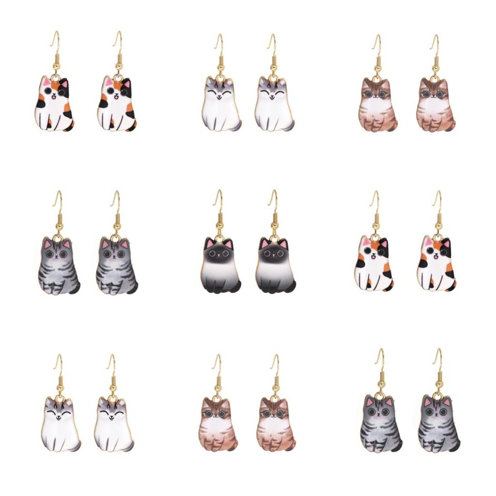 Fun Cartoon Cute Kitten Earrings, Creative Simple Earrings Animal Earrings