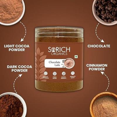Sorich Organics Chocolate Latte Cocoa Powder Mix 300 г | Растворимый какао-порошок Premix | Порошок для приготовления шоколадного латте для молочной смеси | Растворимый освежающий напиток