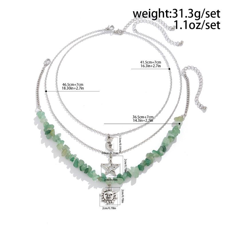 Винтажные многослойные ожерелья для женщин и девочек, милые крутые камни, колье из бисера, кулон в виде солнца, луны, звезды, цепочки, ожерелье, ювелирные изделия, подарок друзьям