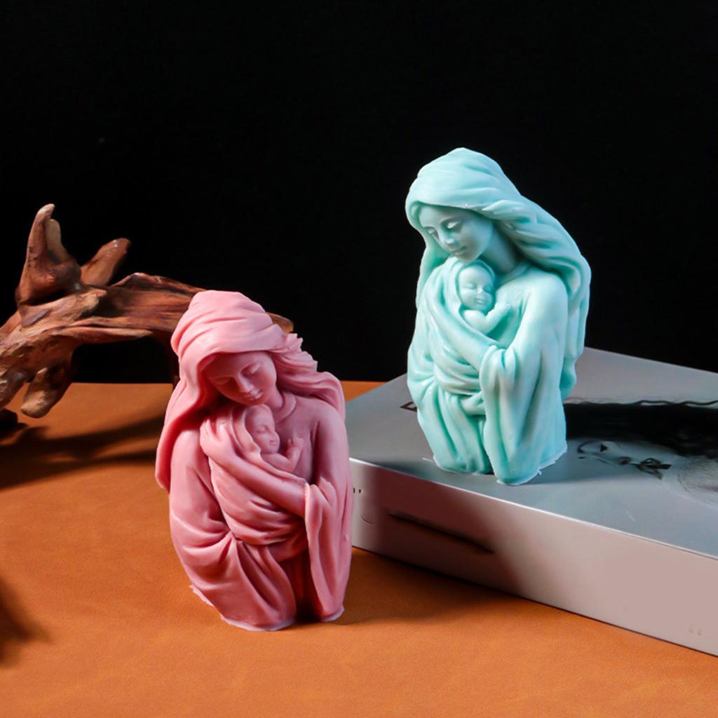 Flexible Silicone Candle Mold for Aromatherapical Mother and Child Embrace Designs for Gifts and Craft Supplies