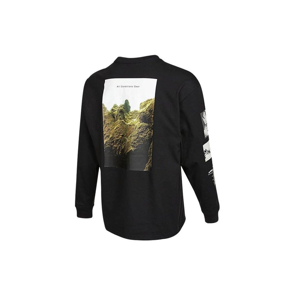 Nike Спортивная футболка с круглым вырезом и длинными рукавами с исландским принтом, мужские топы, черные DJ5803-010