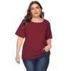 Large Size Women's Solid Color Burnt Flower Hollow Top for Women Wave Edge Casual Round Neck Short Sleeve T-shirt
