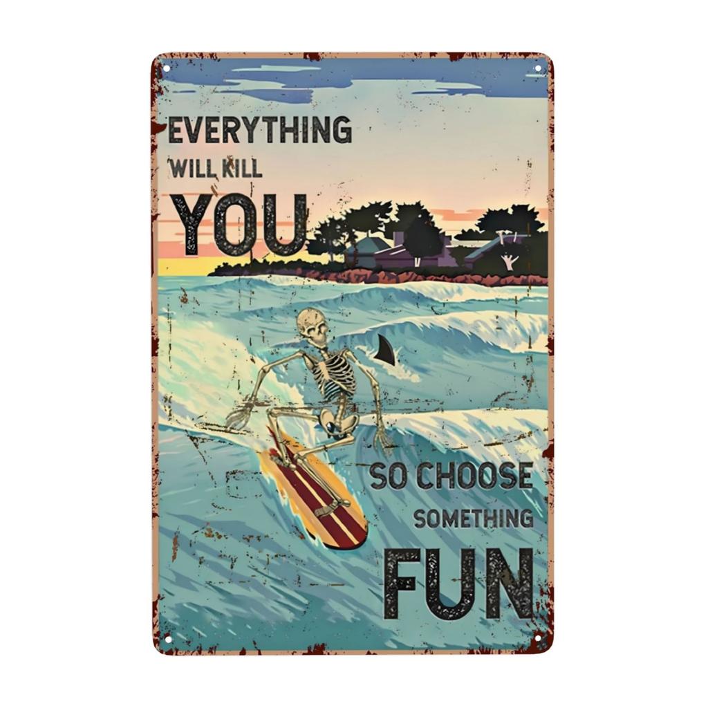 Vintage Surfing Lovers Metal Sign You Don'T Stop Surfing When You Get Old Surfing Sign Wall Decor for Bar Home 8x12 Inch