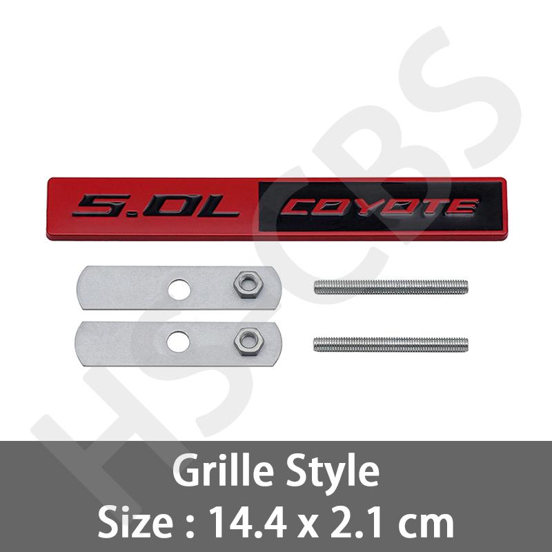 Metal 5.0L Coyote Badge Rear Trunk Car Fender Decal Coyote Front Grill Hood Emblem Grille Car Sticker Auto Dody Accessories
