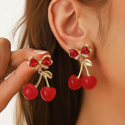 Летние серьги Серьги вишни Свежие сладкие серьги Ins Style Senior Sense of Fruit Серьги вишни Модные серьги 2025 Повседневные украшения