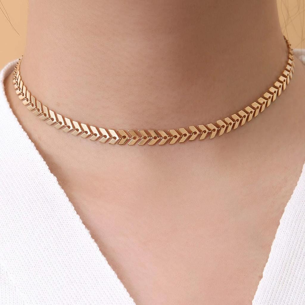 Мужская и женская цепочка на одинаковую шею, цепочка из сплава рыбьей чешуи, однослойное ожерелье, простая геометрическая цепочка на ключицу