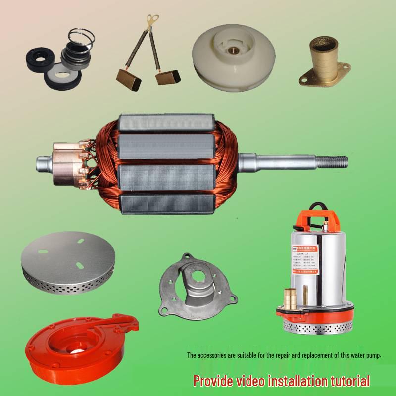 DC Submersible Pump Parts: Impeller, Carbon Brush, Rotor, Bearings, Oil Seal (12V-72V)