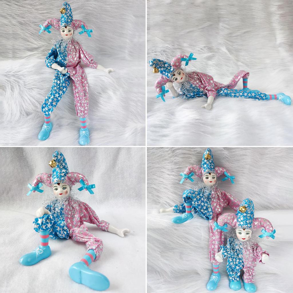 Maxyoung 14" Porcelain Clown Doll, Moveable Toy, Popular Birthday Gift