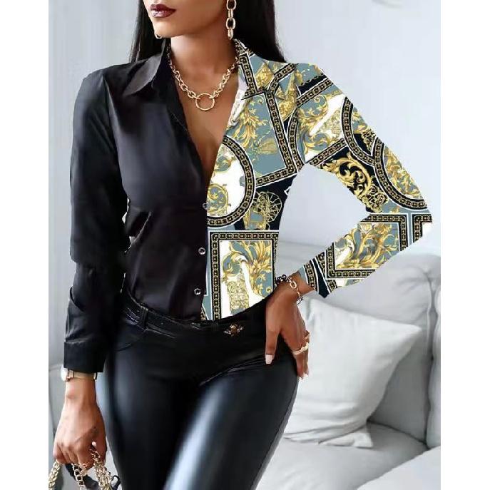 Весна и осень новый женский универсальный длинный рукав повседневный деловой дорожный элегантный комфорт сексуальный низ рубашка топ