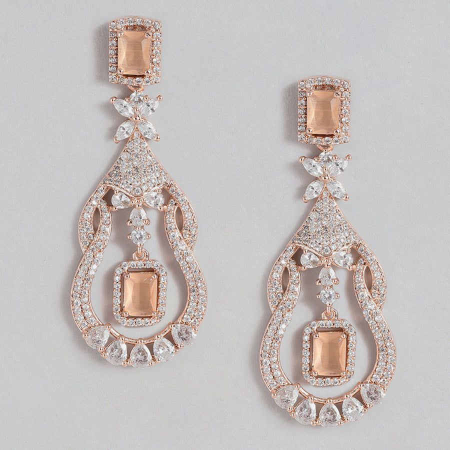 Сверкающие серьги-капли Estele с покрытием из розового золота, CZ и мятно-оранжевыми камнями для женщин