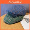 Pattern Checkered Vintage Beret Hat With Breathable Cotton For Women Fashion
